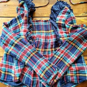 Free People long sleeve plaid top